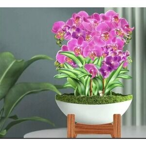 3D pop up greeting card.Complete card set with envelope Beautiful orchids. 13x9”